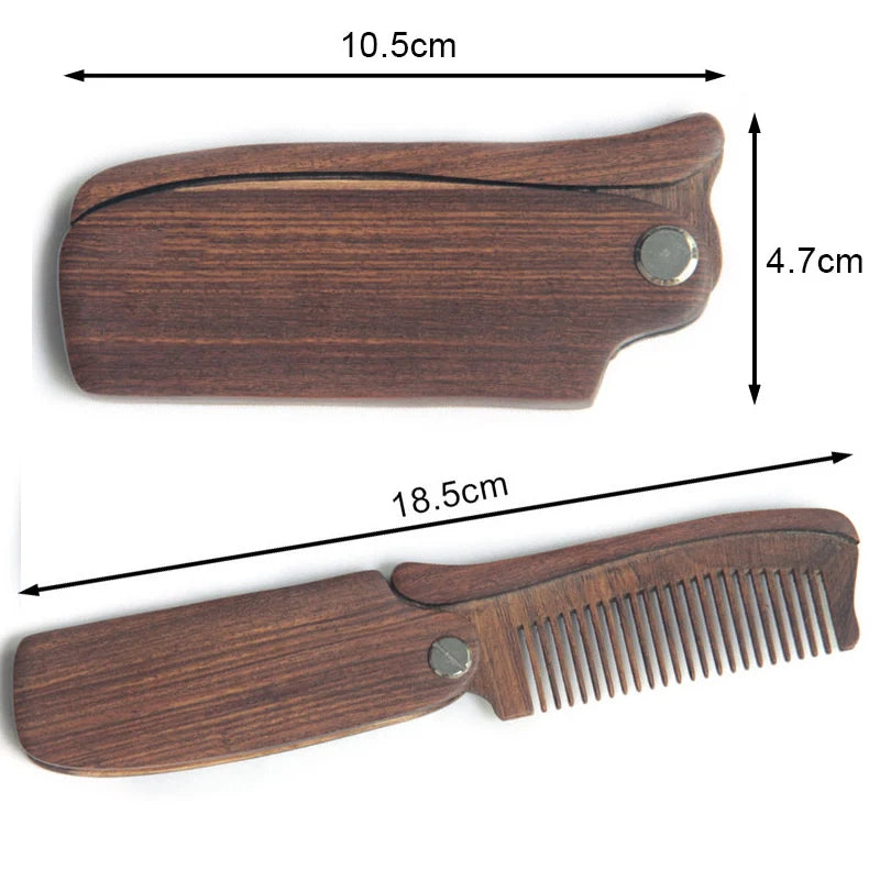 Folding Wooden Beard Comb