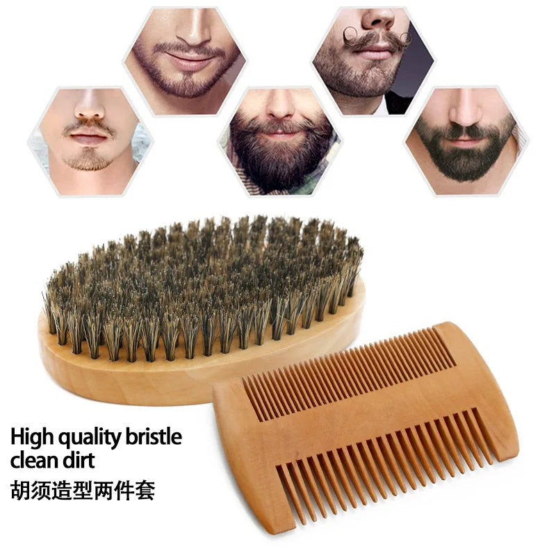 Professional Soft Boar Bristle Wood Beard Brush